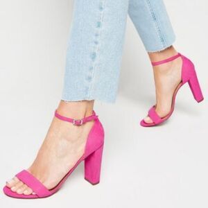BRAND NEW MADDEN GIRL BELLA VIOLET SATIN TWO-PIECE BLOCK HEEL SANDALS